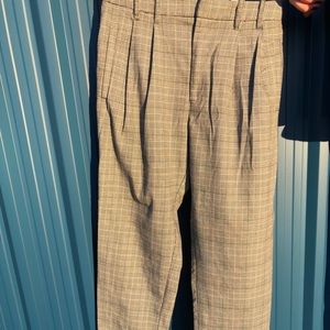 Pleated Plaid Pants